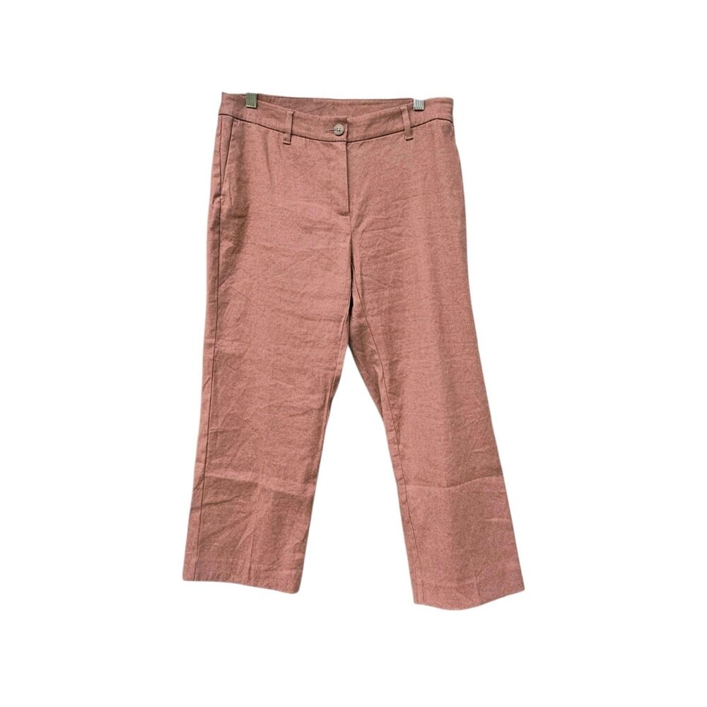 J Jill Womens Linen Blend Crop Pants 8 PETITE Light Rust Stretch Flat Front